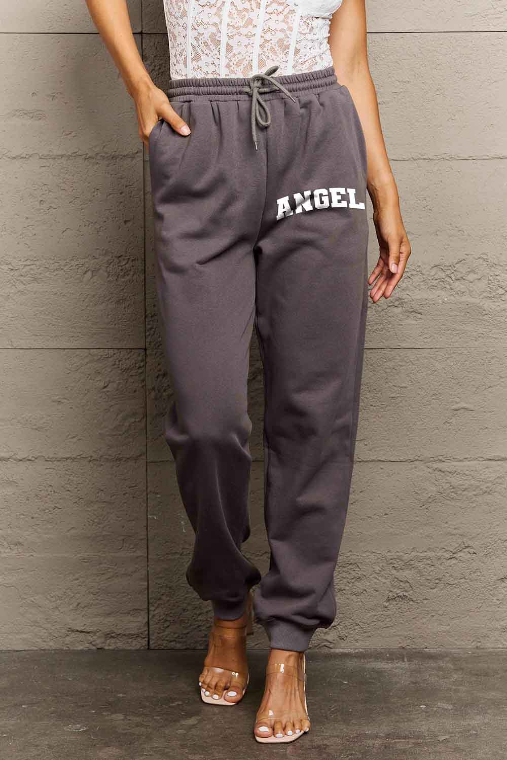 Simply Love Simply Love Full Size Drawstring Angel Graphic Long Sweatpants.