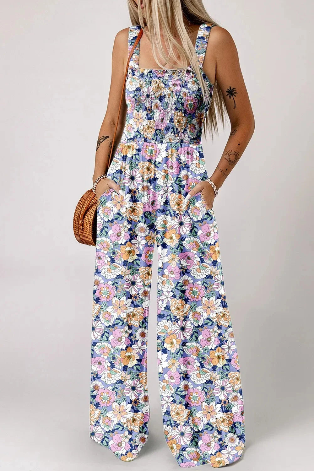 Bloom & Breeze Floral Smocked Jumpsuit Coco’s Tee Boutique