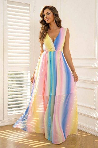 Surplice Neck Sleeveless Maxi Dress.