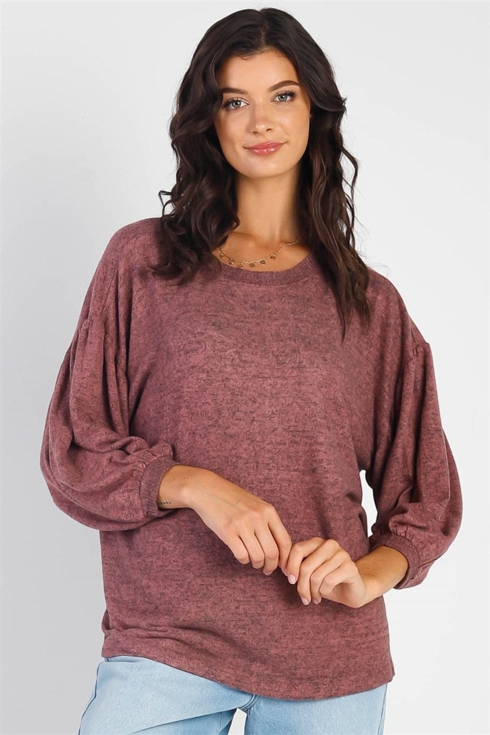 Cherish Apparel Drop Shoulder Puff Sleeve Top.