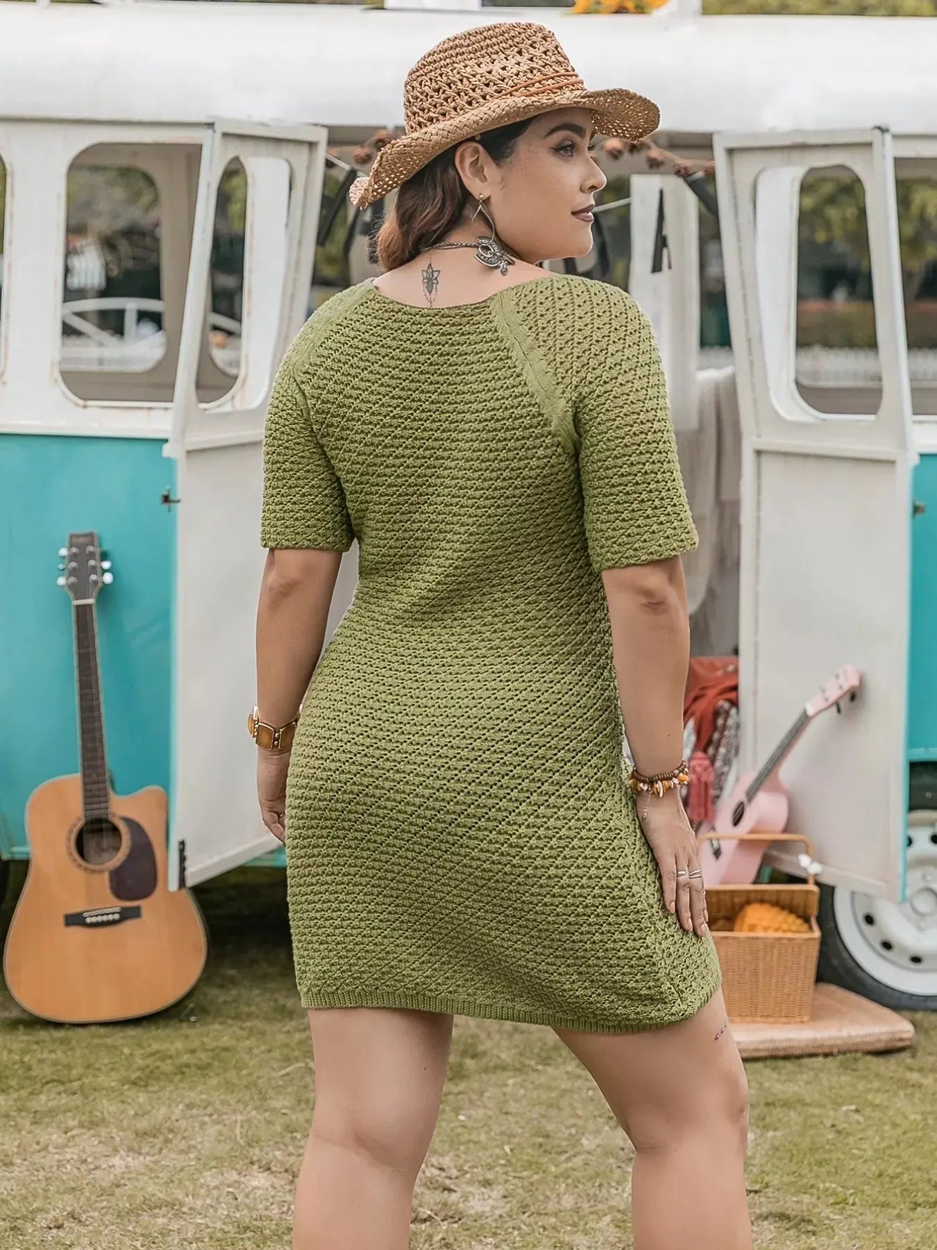 Plus Size Textured Knit Mini Dress Simply Love