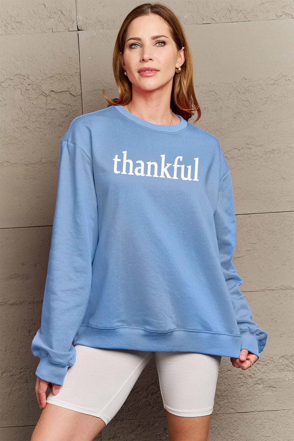 Simply Love Full Size THANKFUL Graphic Sweatshirt.