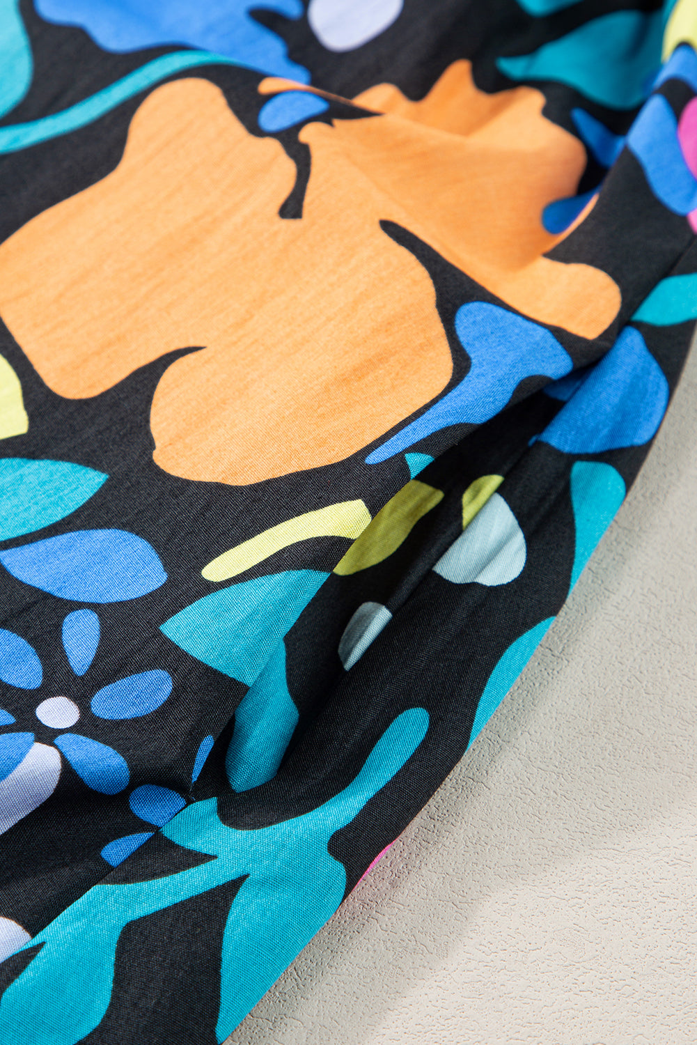 Blue Split Neck Collared Plus Floral Dress Divine Design4U