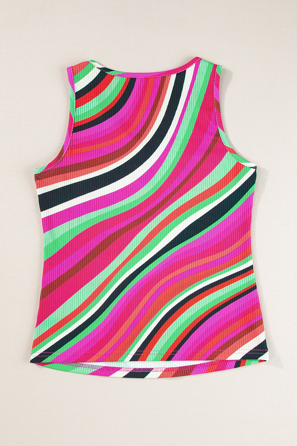 Chic purple striped v-neck tank top with button detailing