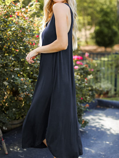 Full Size V-Neck Midi Tank Dress.