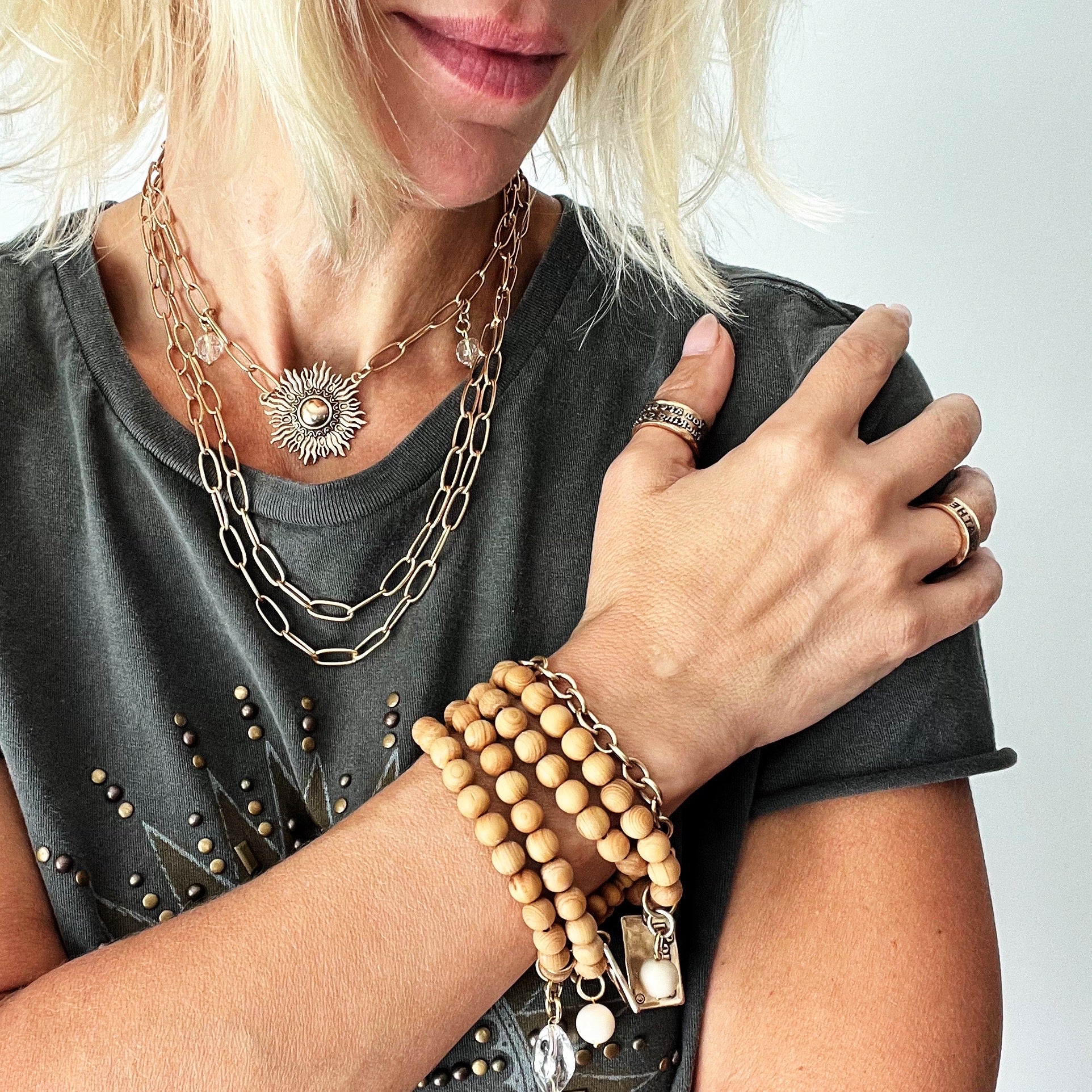 Perfectly Imperfect Starburst Long Chain Necklace Katia Designs