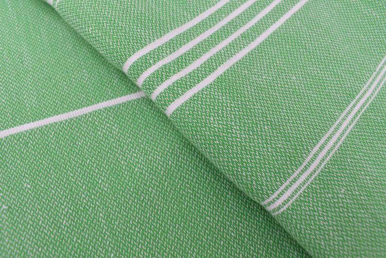 Monaco Green Turkish Towel 100 Percent Natural Cotton 40 Inch by 70 Inch Lightweight Quick Drying Versatile Beach Bath Scarf Picnic Blanket - Love Salve 