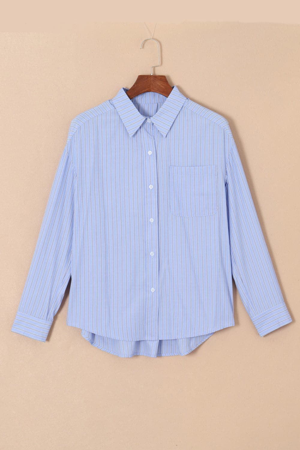 Striped Button Up Long Sleeve Shirt.