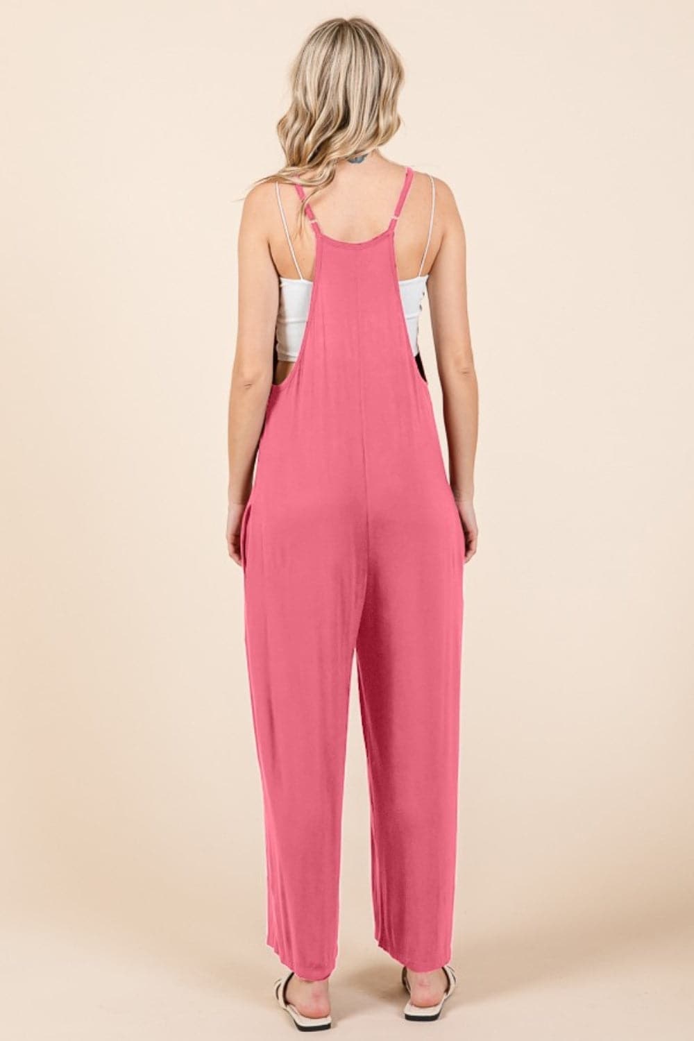 Culture Code Full Size Sleeveless Wide Leg Jumpsuit with Pockets.