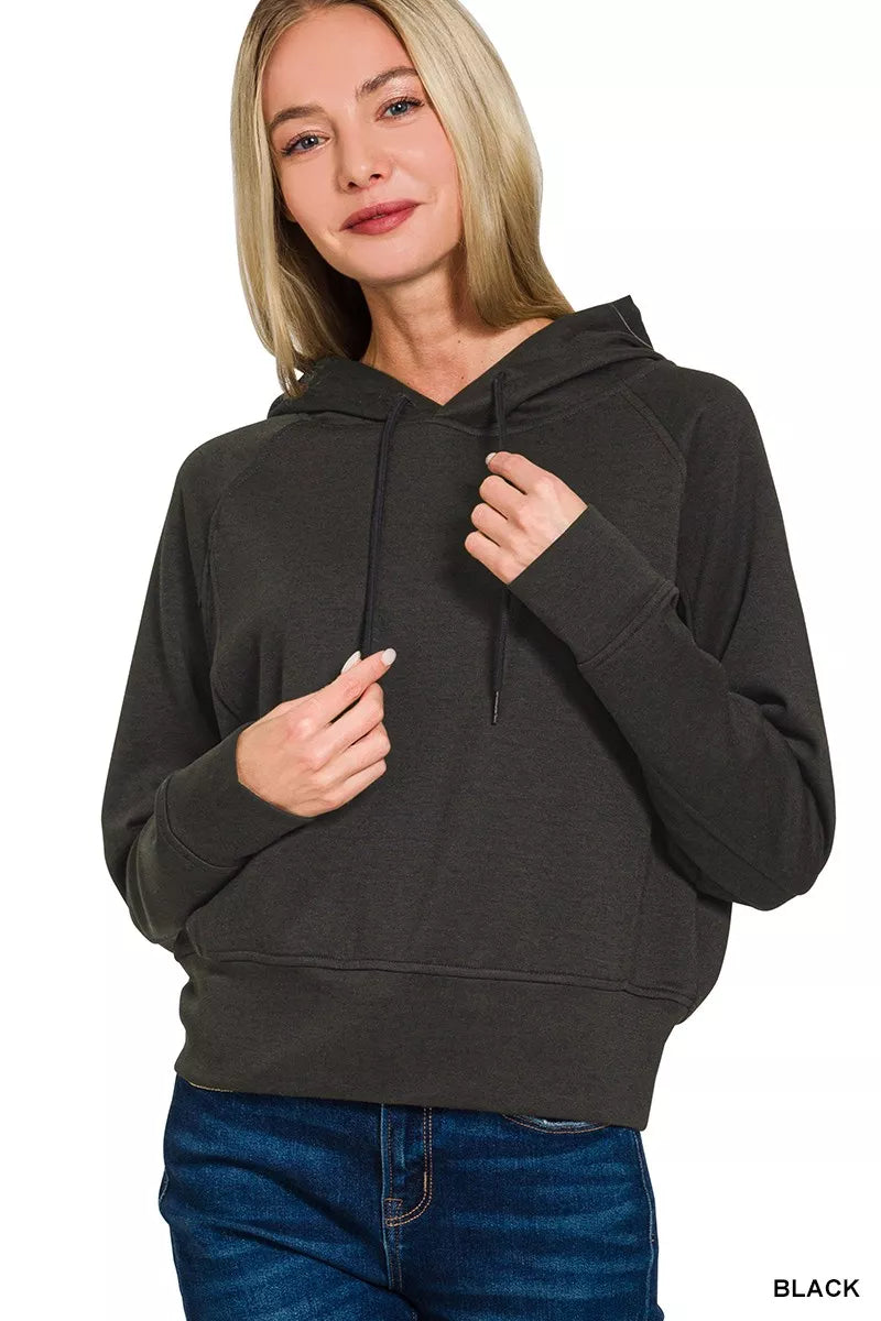 Zenana Drawstring Scuba Hoodie Simply Love