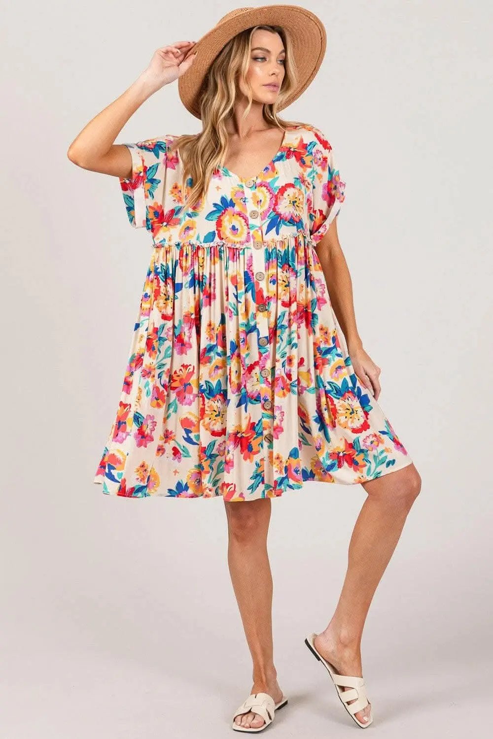 Charming floral button-down dress by SAGE + FIG in full size - Love Salve 