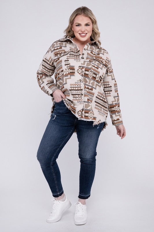 Plus size aztec shacket