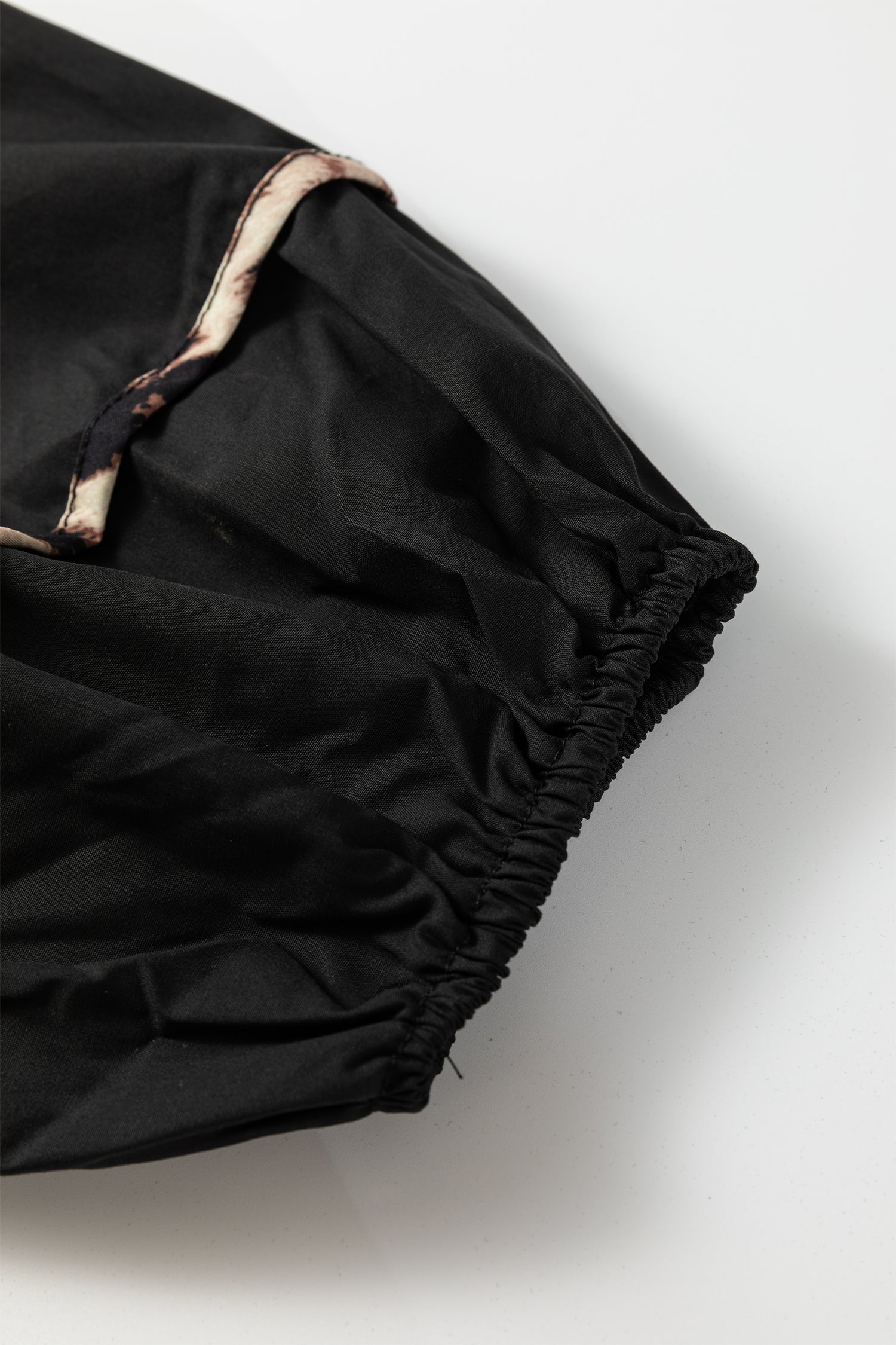 Black Plus Size Leopard Print Long Sleeve Tie Neck Flared Mini Dress Dear-Lover Dropshipping