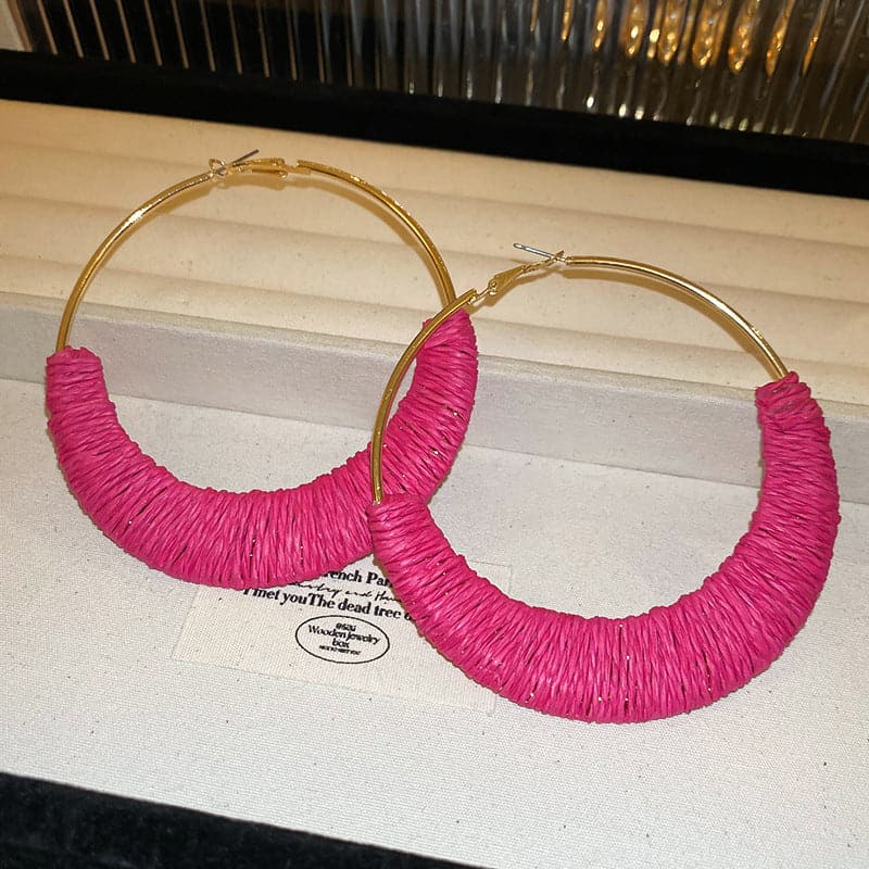 Alloy Grass Vine Hoop Earrings.