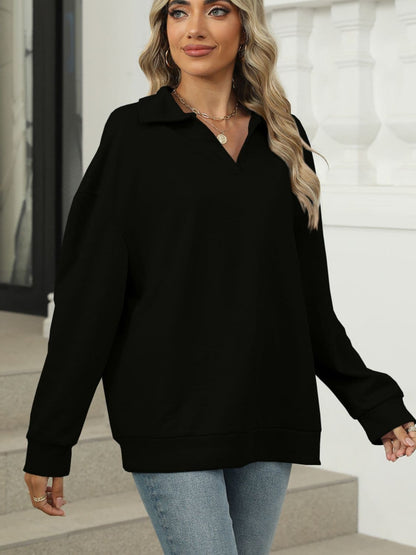 Johnny Collar Cozy Long Sleeve Pullover