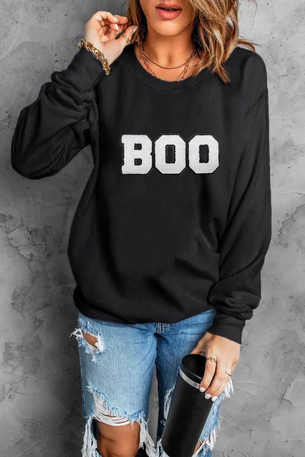 Cozy Essentials Round Neck Long Sleeve Sweatshirt