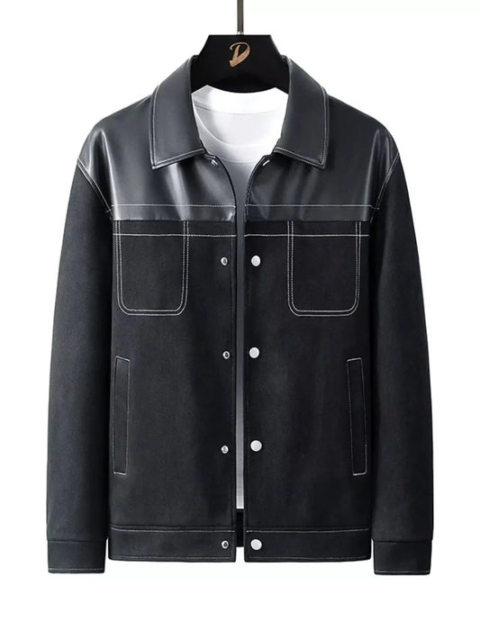 Men's Plus Size Snap Down Long Sleeve Shacket Simply Love