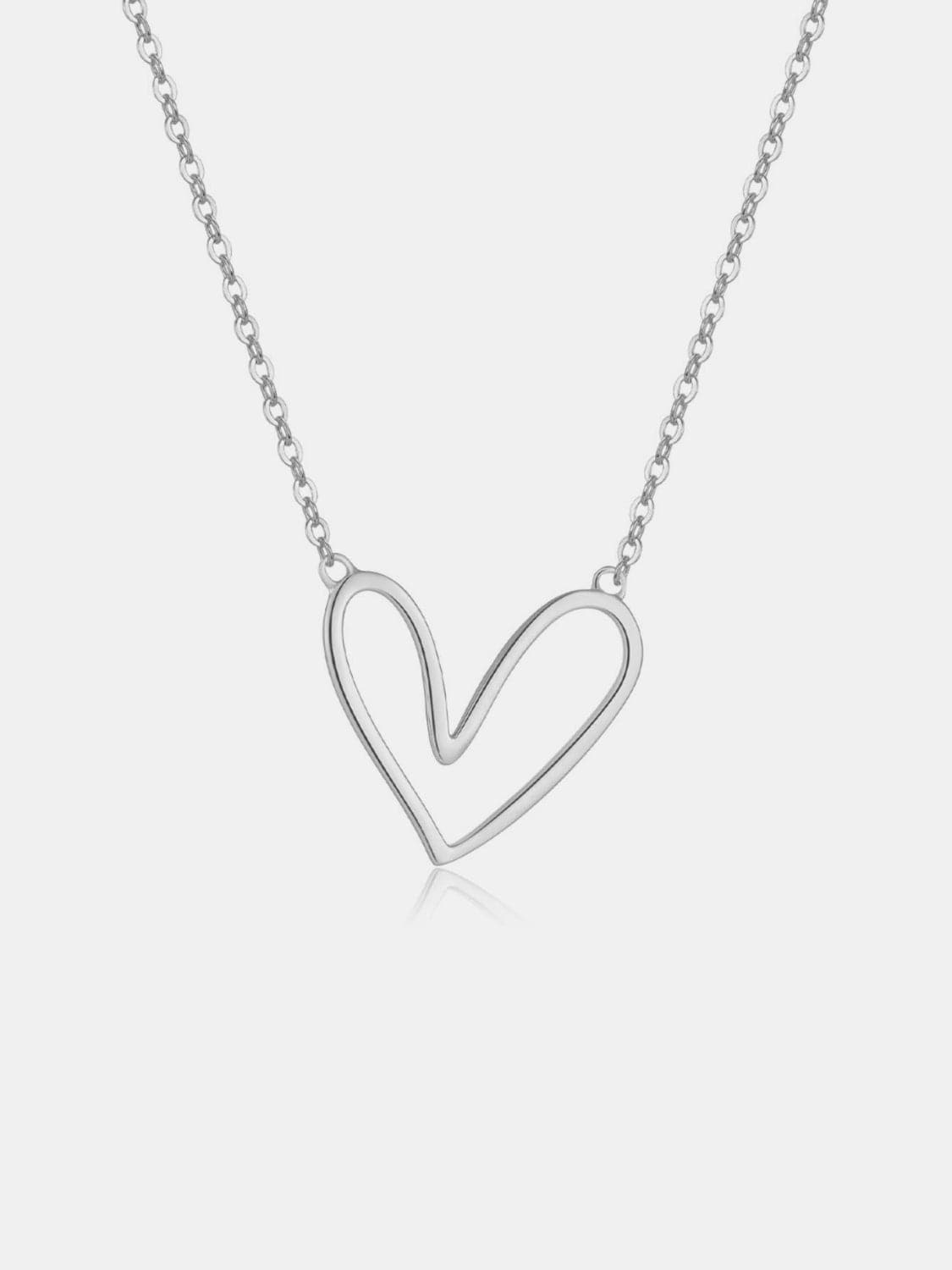 925 Sterling Silver Heart Pendant Necklace.