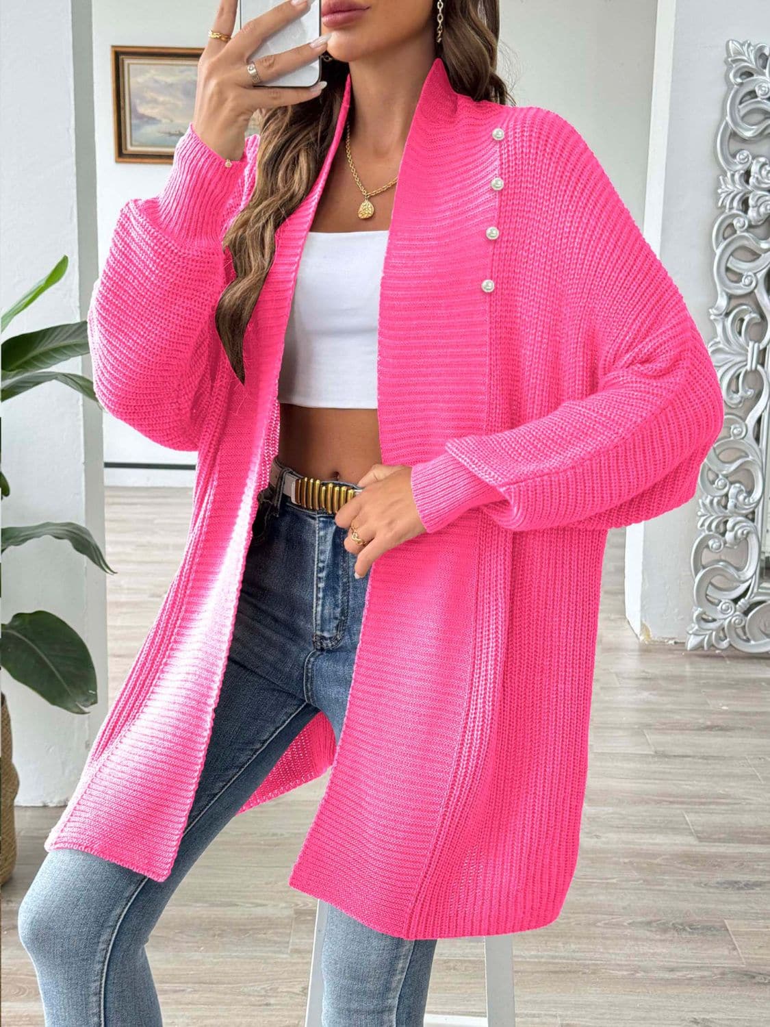 Cozy open front cardigan - 100% acrylic