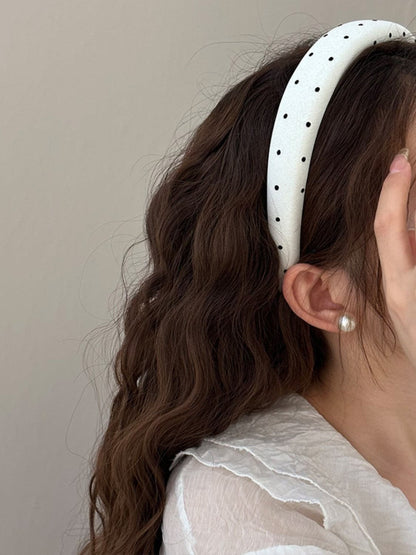 Polka Dot Polyester Wide Headband.