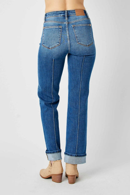 Judy Blue Full Size High Waist Front Seam Detail Straight Jeans.