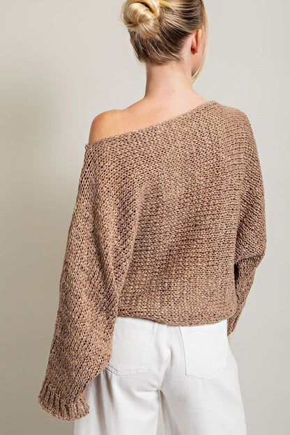 Cozy boat neck knit top