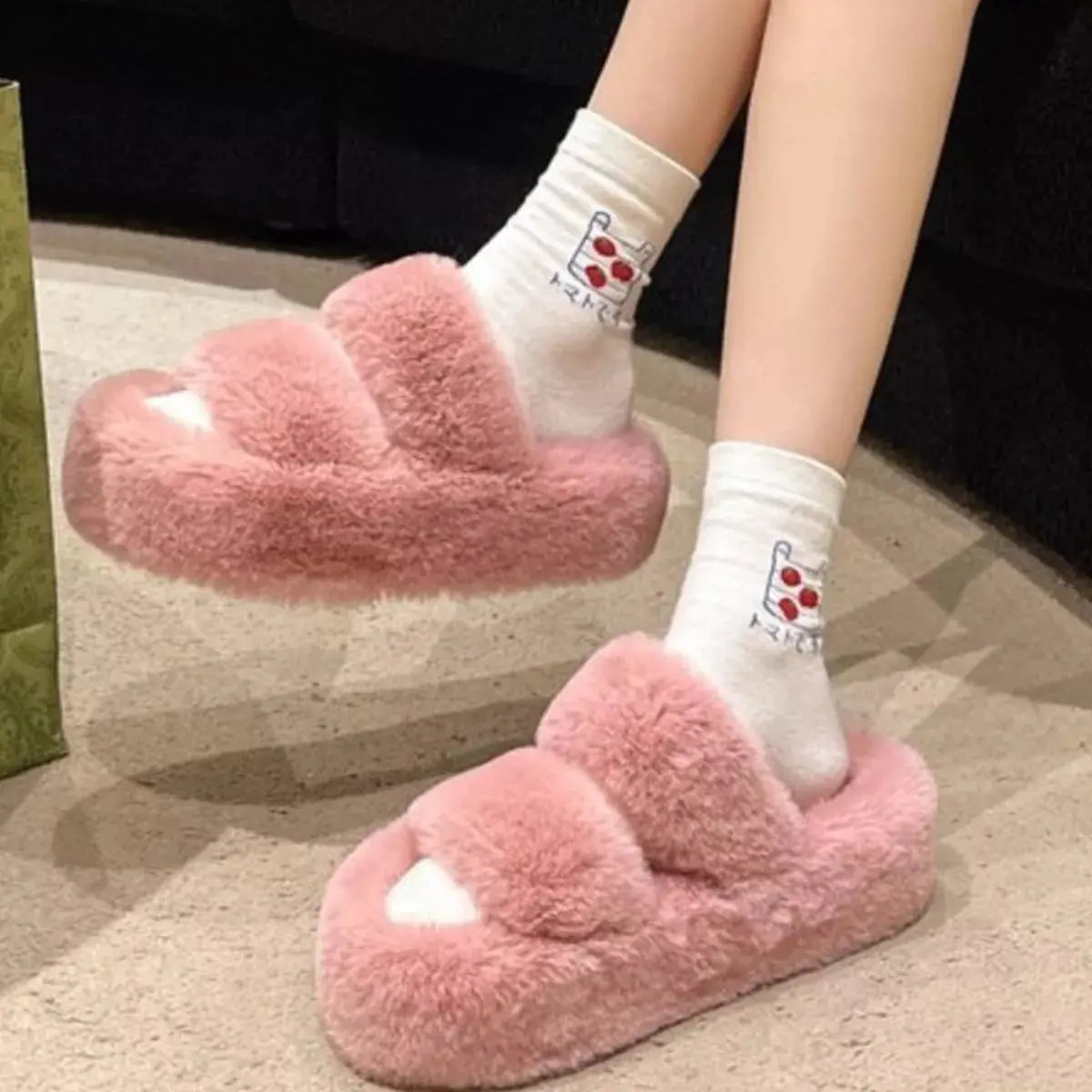 Fuzzy Open Toe Slippers Simply Love