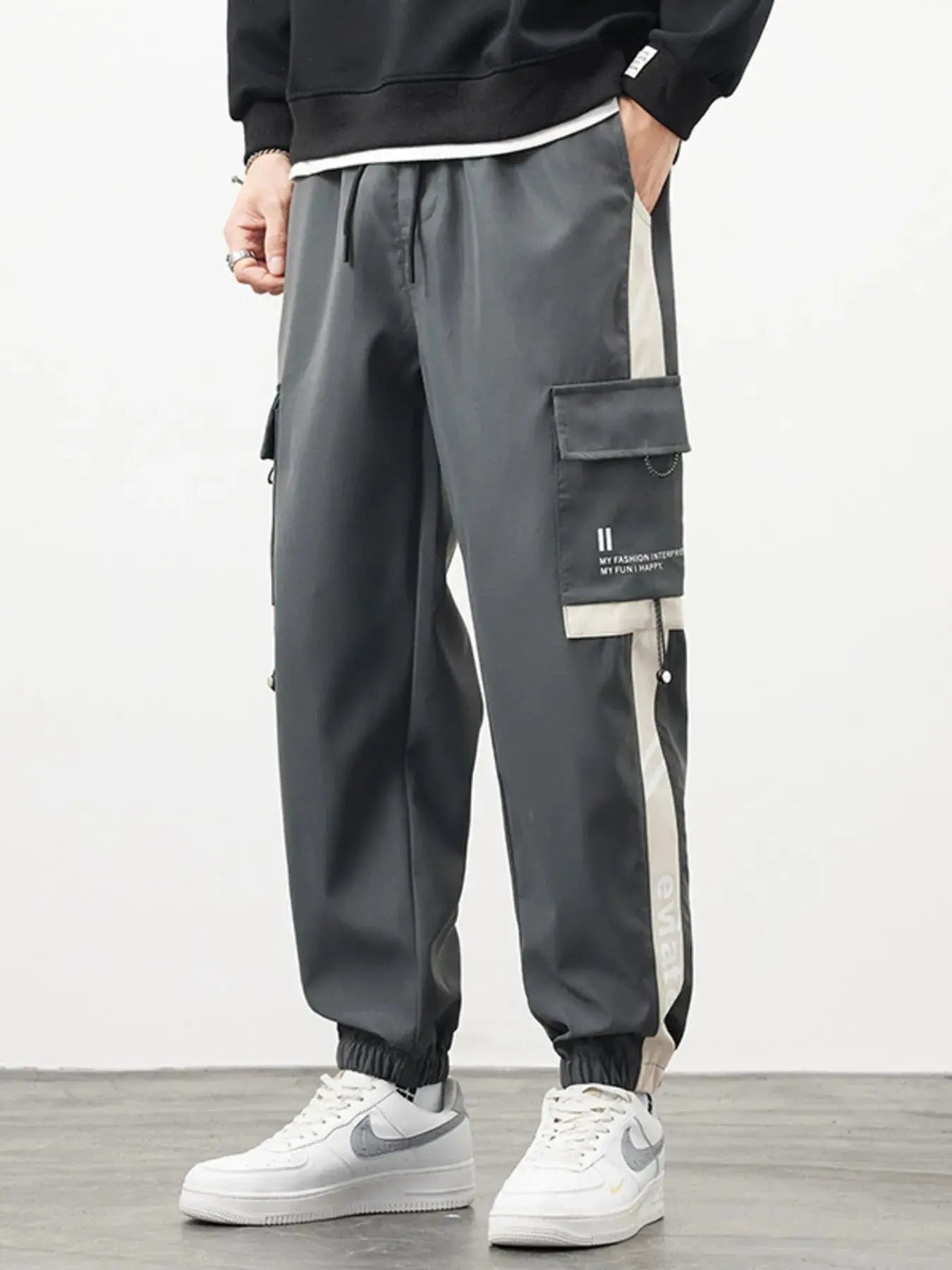 Men's Plus Size Cargo Pants with Side Stripe Simply Love
