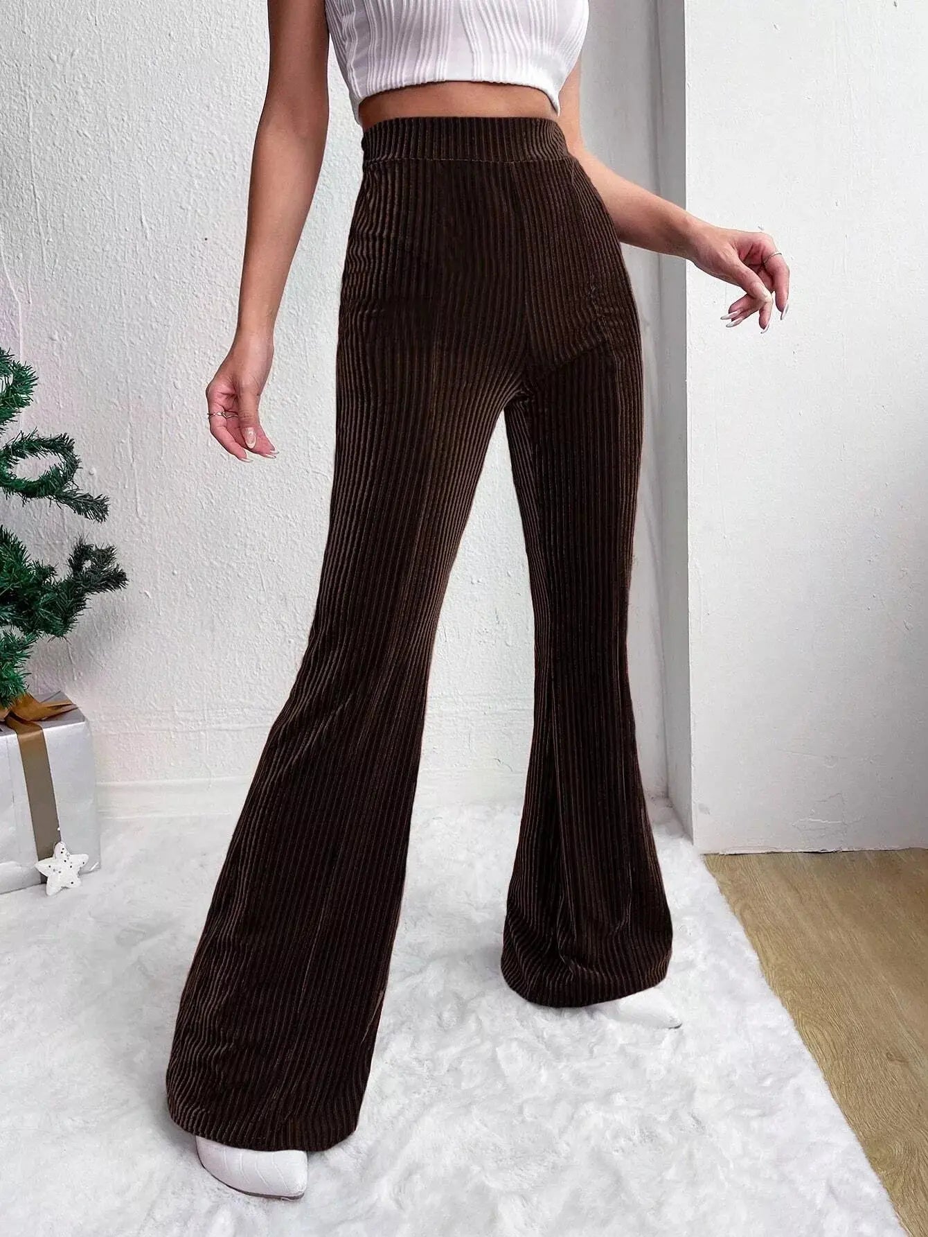 Corduroy High Waist Flare Pants Simply Love