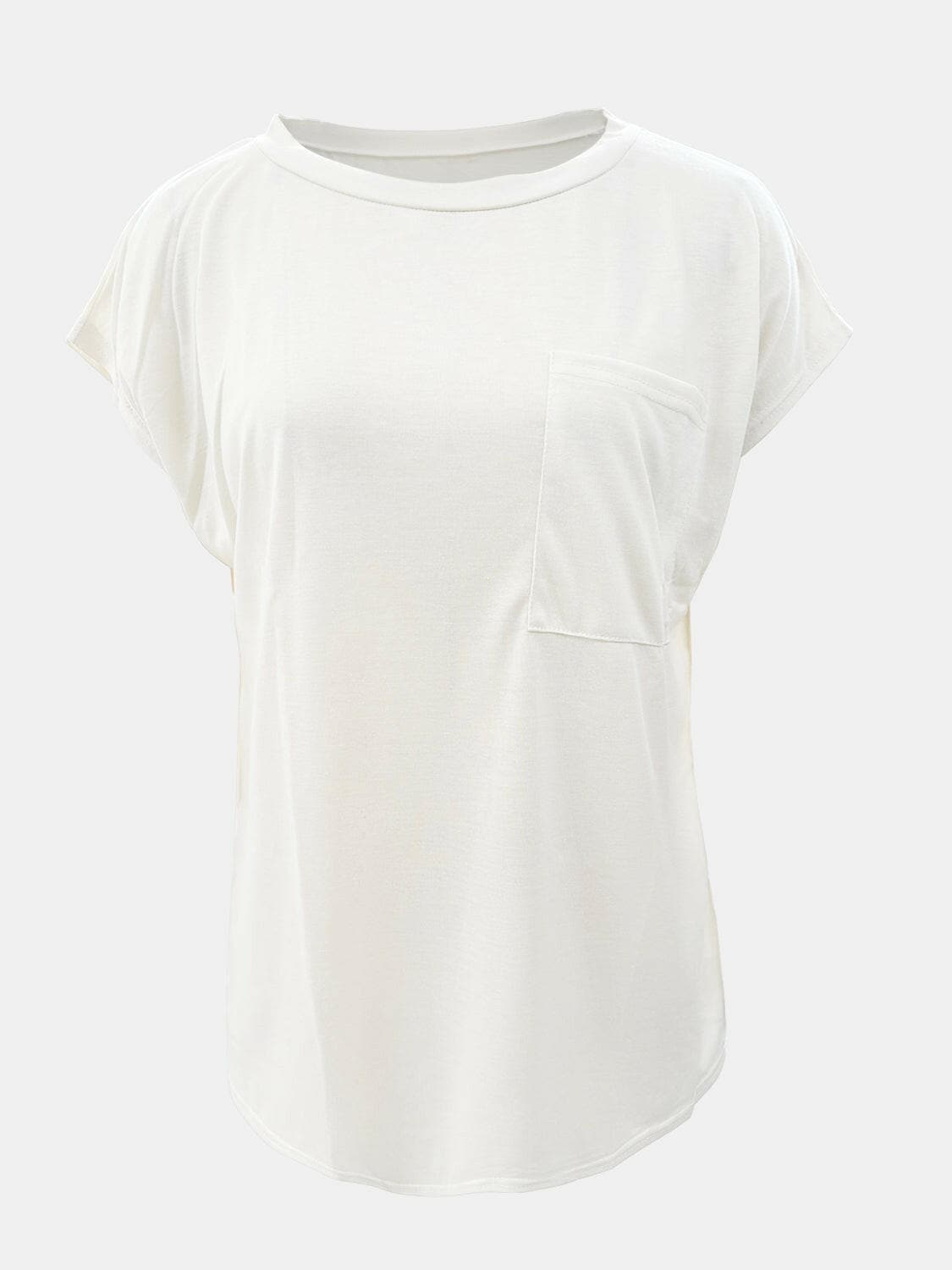 Full Size Round Neck Cap Sleeve T-Shirt.