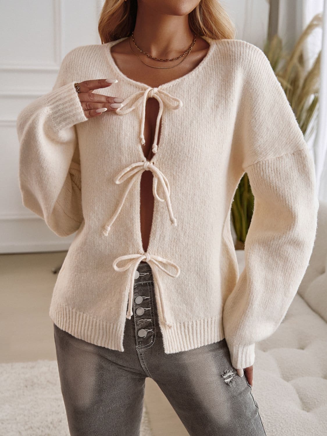 Devine tied neck cardigan - cozy style