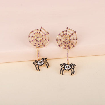 Sparkling alloy earrings with rhinestones