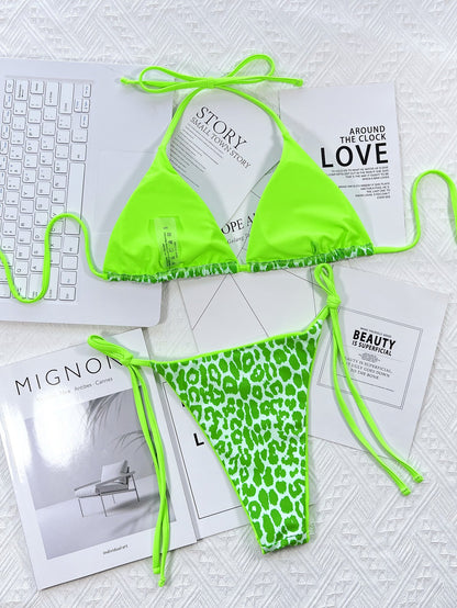 Bold & Wild: Pink Leopard Print Tie Bikini Set