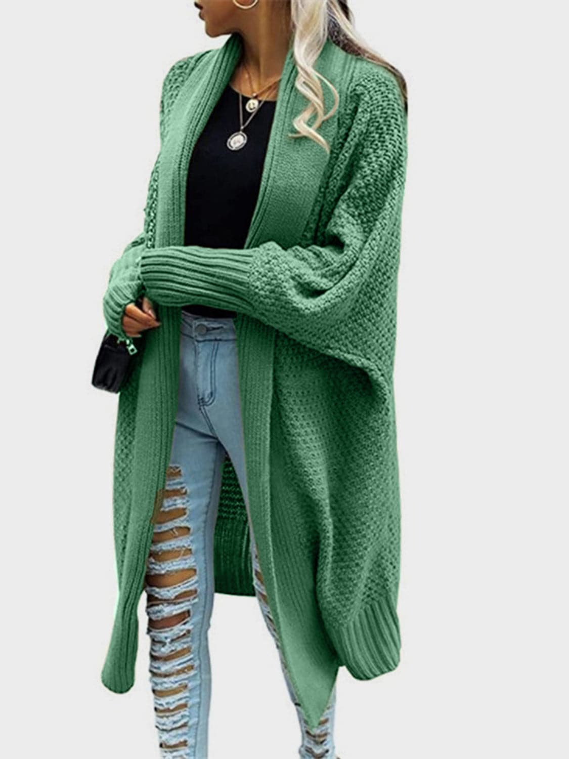 Open Front Long Sleeve Cardigan.