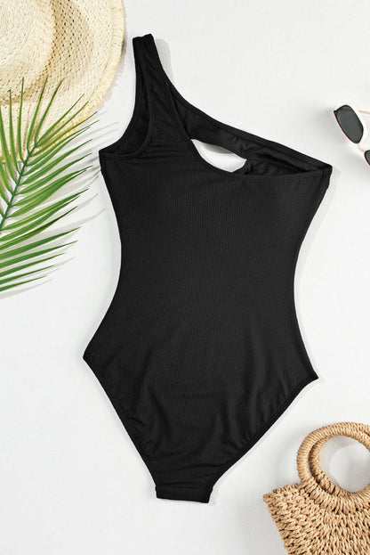 Cutout One Shoulder Sleeveless One-Piece Swimwear.