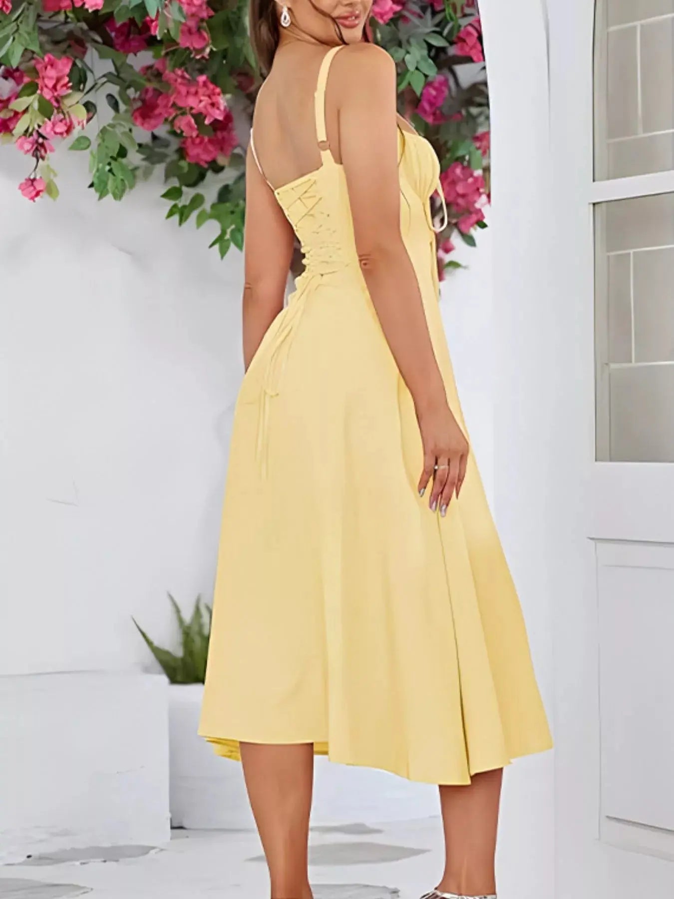 Tie-Front A-Line Midi Dress Simply Love