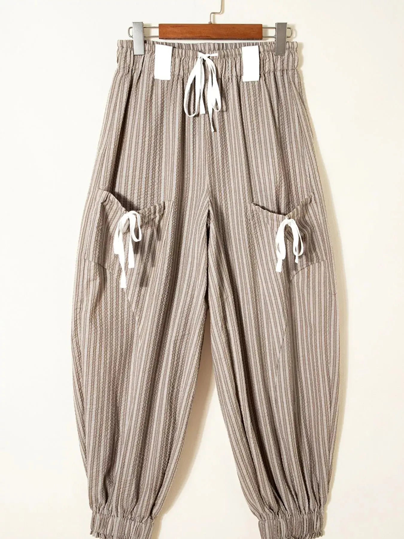 Stripe Drawstring Cargo Jogger Pants with Pockets Simply Love