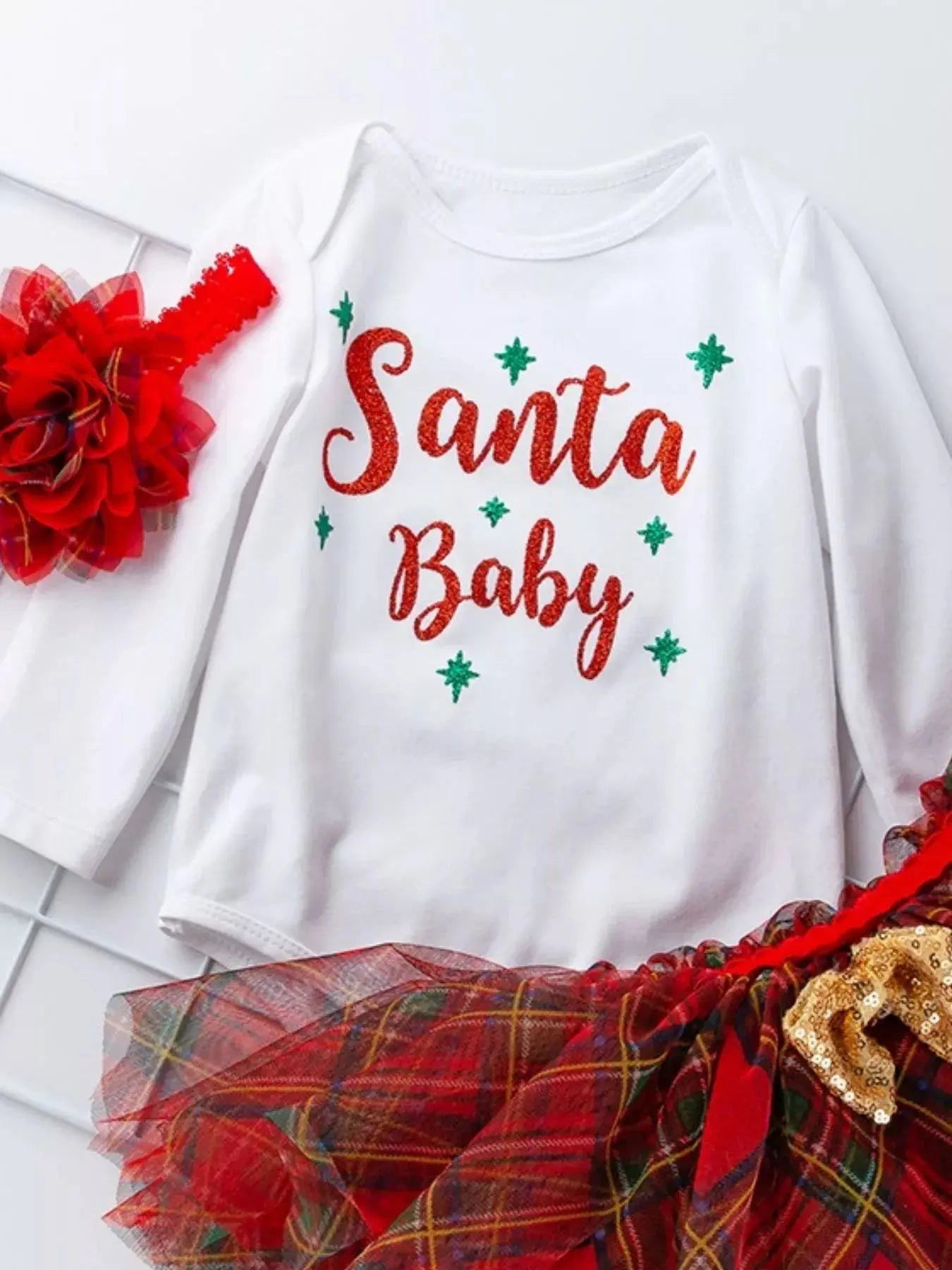 Children's Christmas Santa Baby Outfit Set with Headband Simply Love