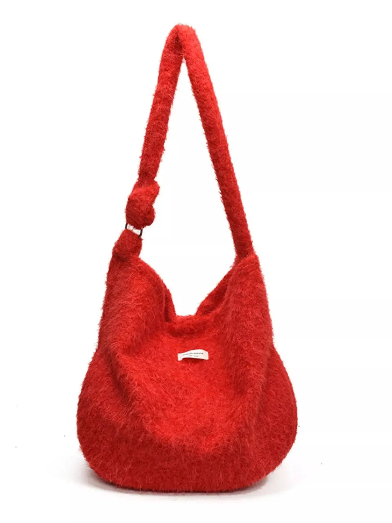 Red Plush Fuzzy Crossbody Bag Medium Size With Soft Cozy Texture Simply Love