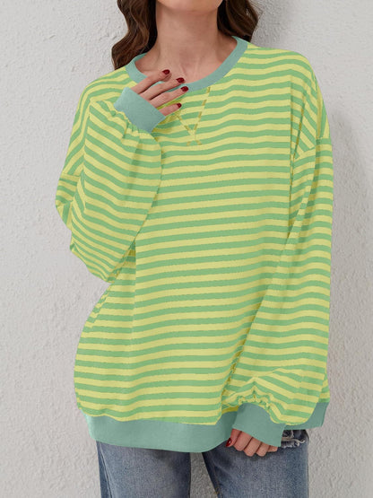 Contrast Striped Long Sleeve Sweatshirt.