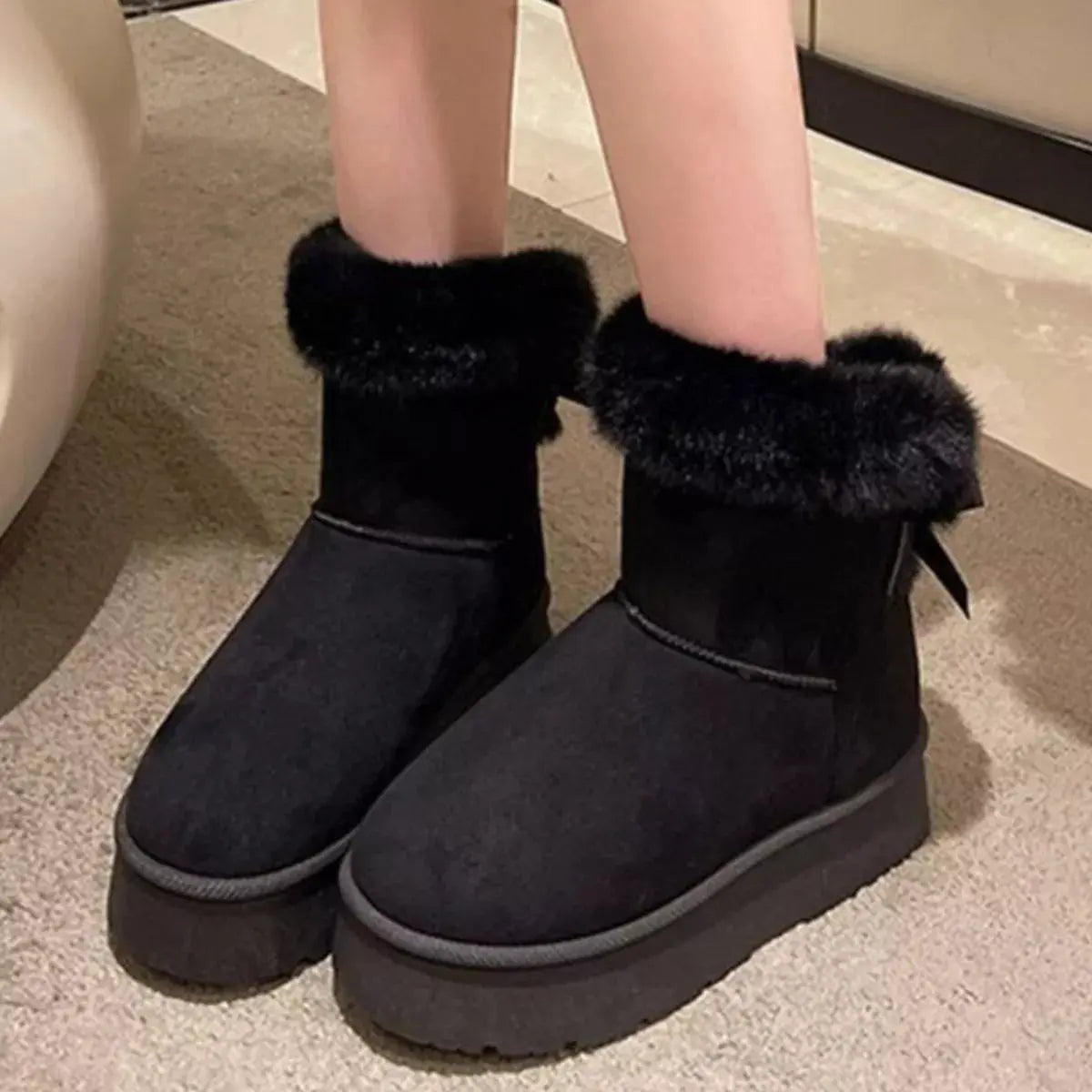 Round Toe Fuzzy Boots Simply Love