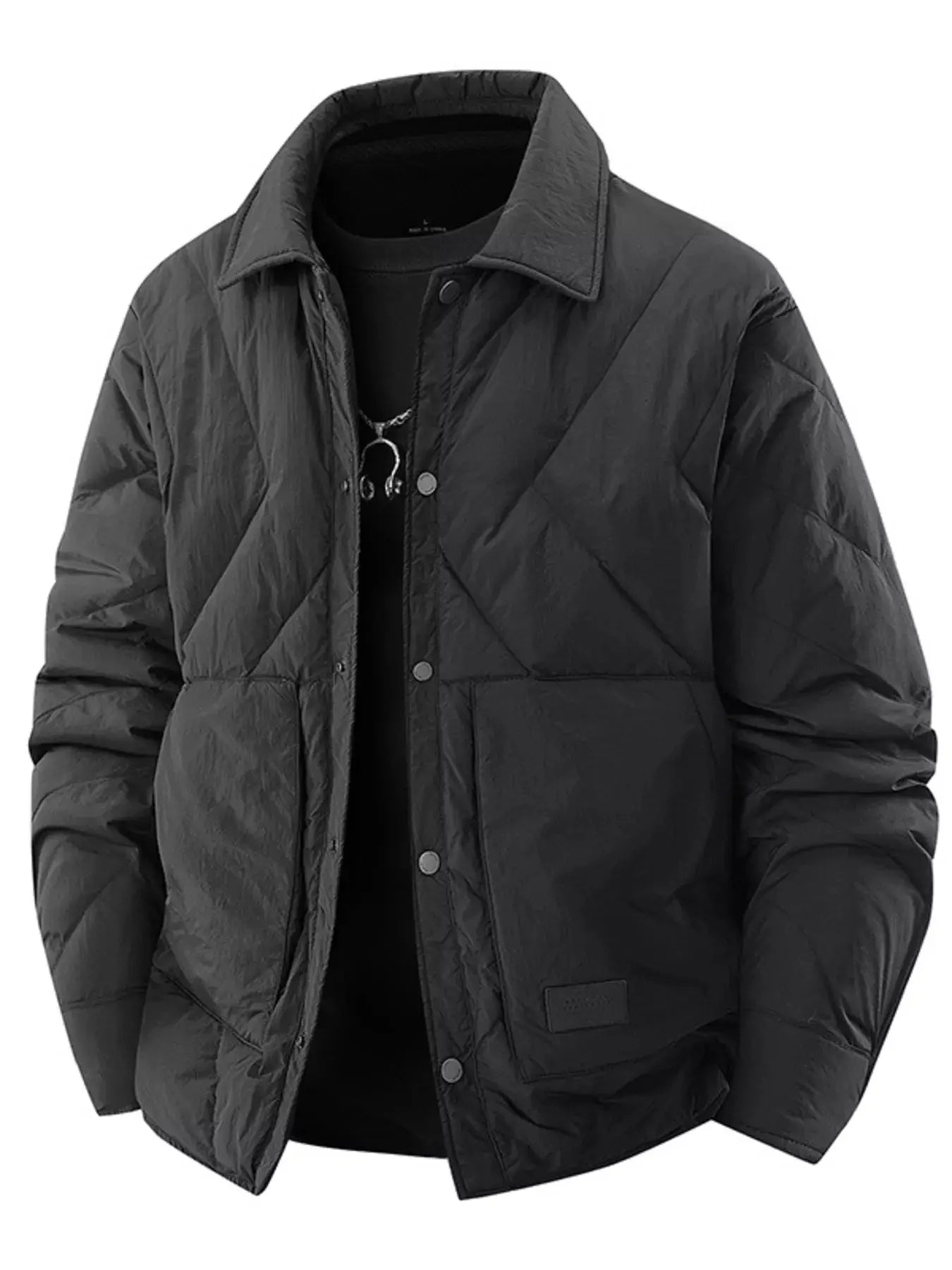 Men's Plus Size Quilted Padded Snap Down Jacket Simply Love