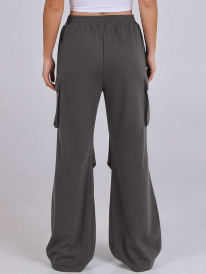 Wide-Leg Comfort Pants with Elastic Waist and Pockets