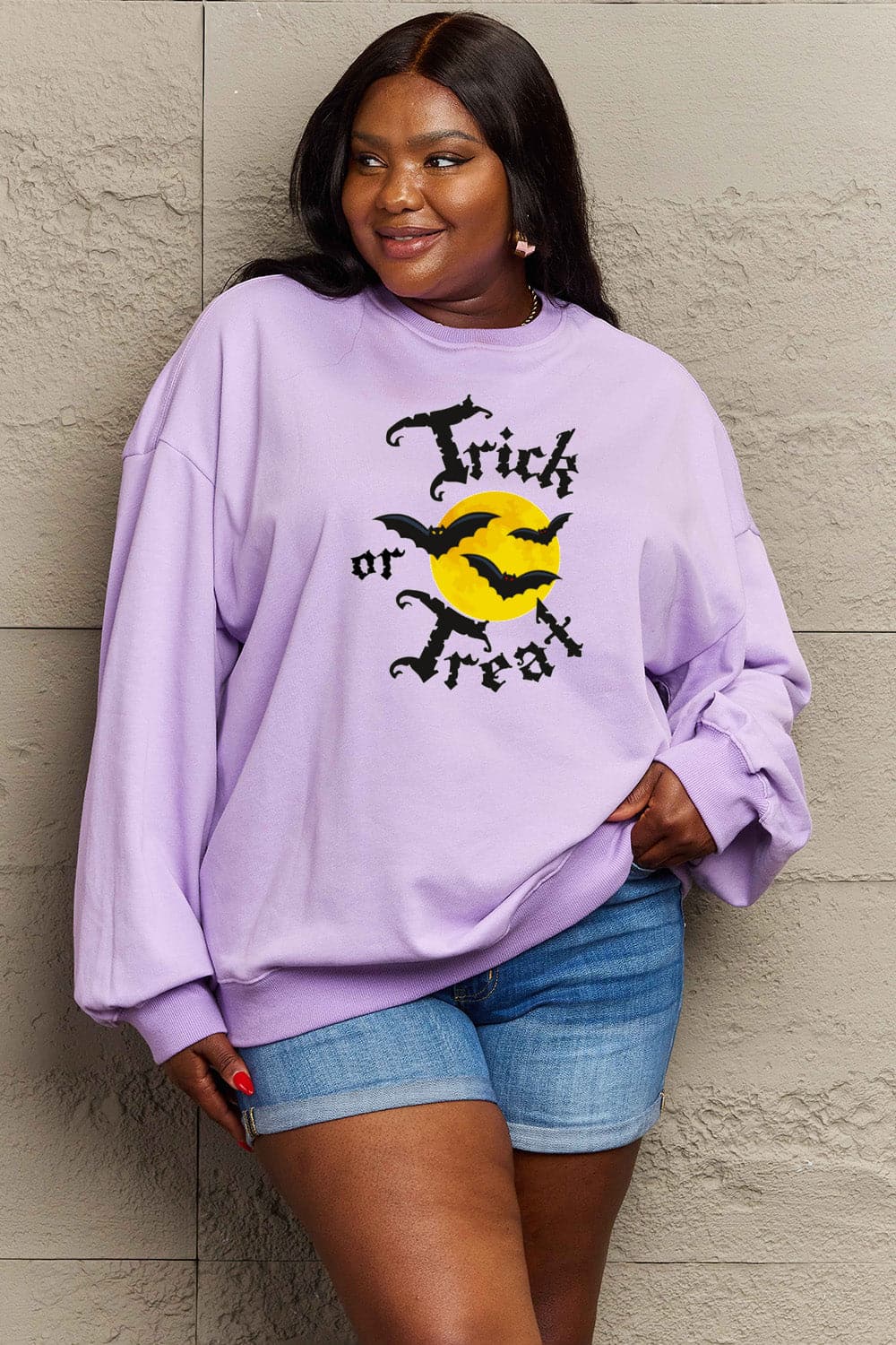 Simply Love Full Size TRICK OR TREAT Graphic Sweatshirt.