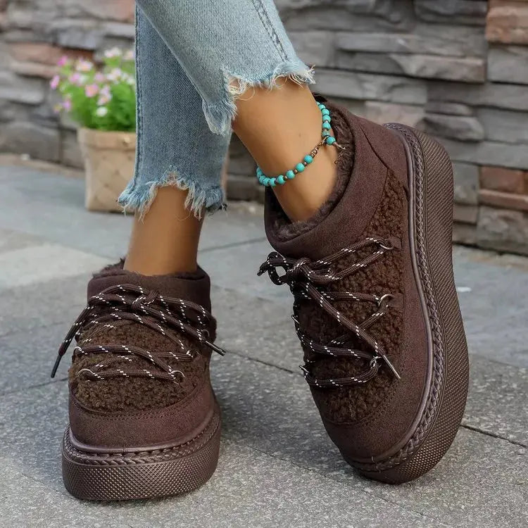 Cozy Plush Lined Lace-Up Platform Winter Boots Simply Love