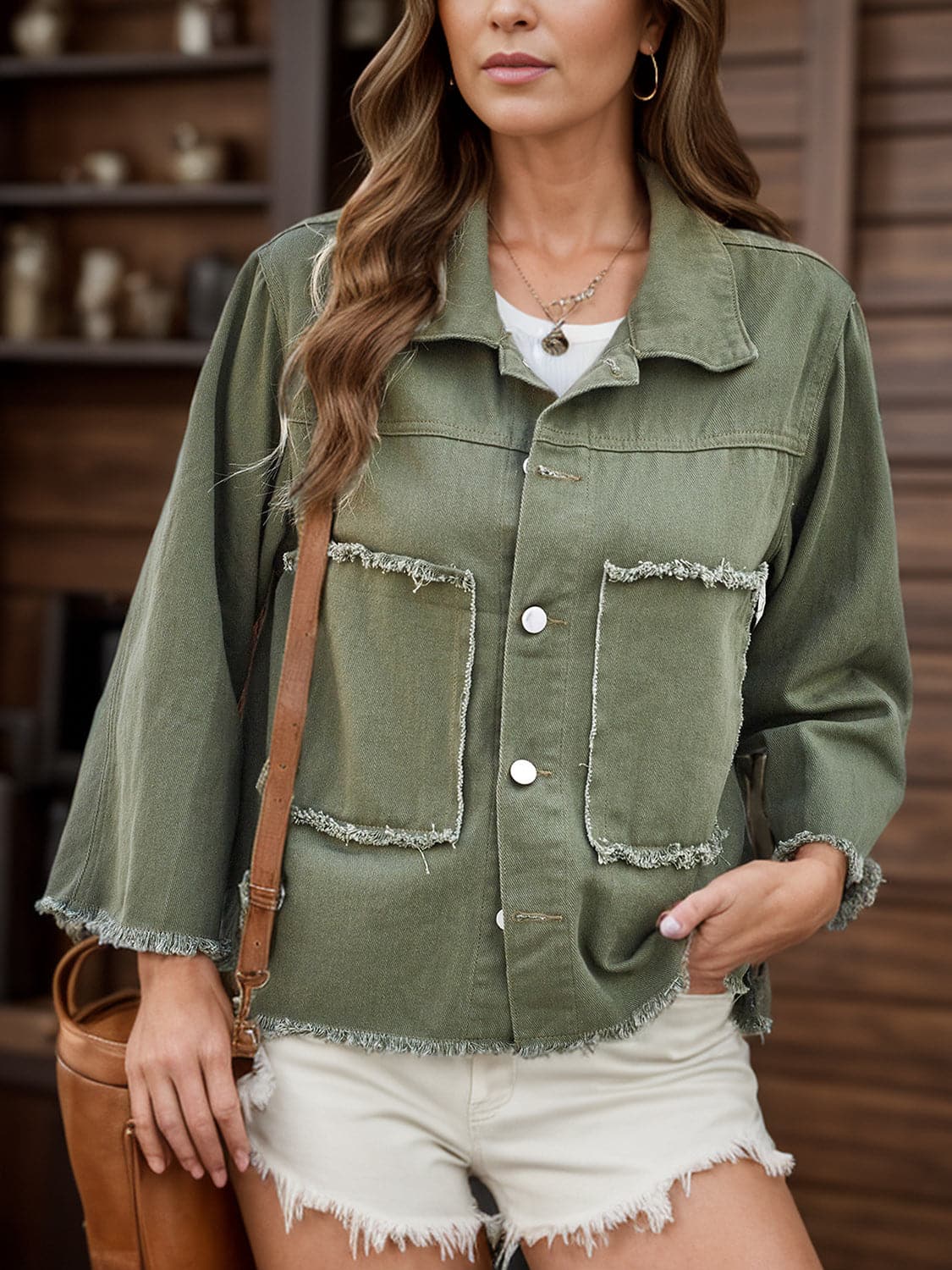 Chic Raw Hem Denim Jacket