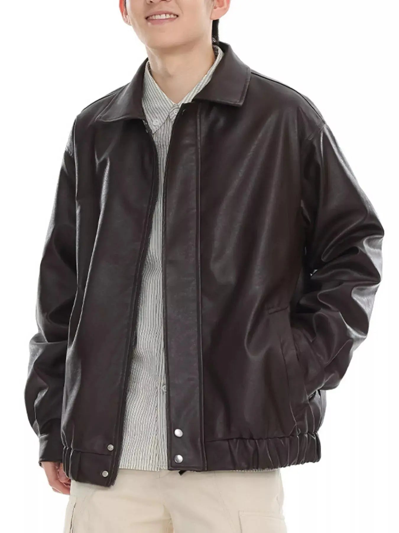 Men's Plus Size Classic Faux Leather Jacket Simply Love