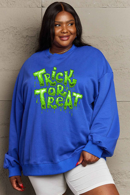 Simply Love Full Size TRICK OR TREAT Graphic Sweatshirt.