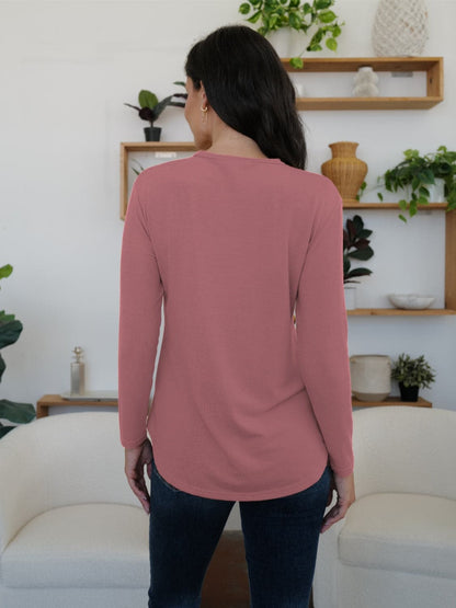 Elegant long sleeve tee with buttons