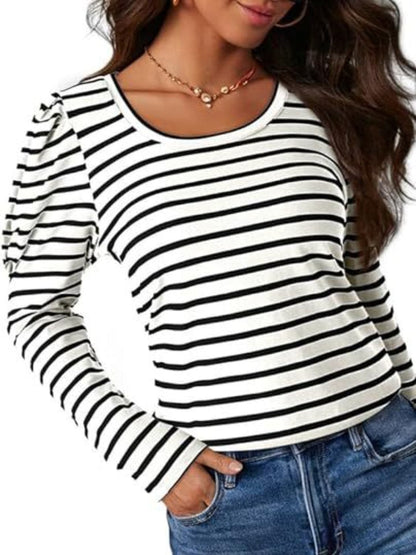 Stylish striped long sleeve tee for versatile fashion